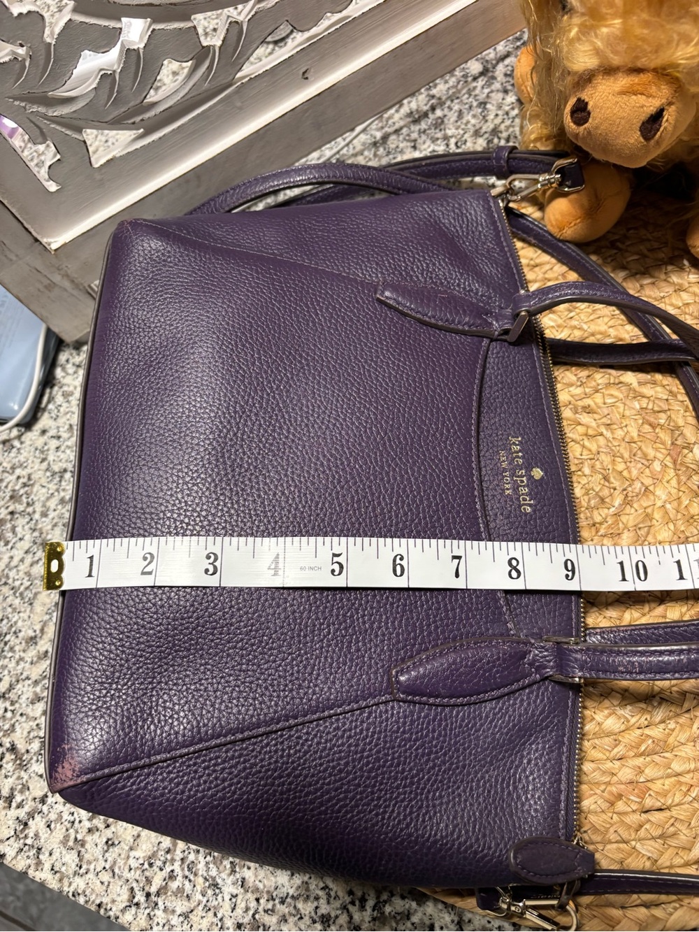 kate spade Purple Pebbled Leather Satchel with Removable Strap - Picture 9 of 11